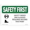 Signmission OSHA Sign, Shoes And Glasses Required W/ Symbol, 14in X 10in Rigid Plastic, 14" W, 10" H, Landscape OS-SF-P-1014-L-10960 - alternate 1